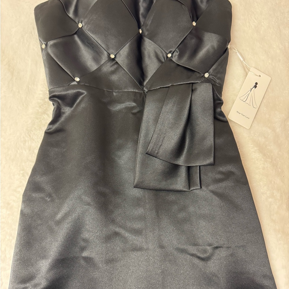 Elegant Black Satin Dress